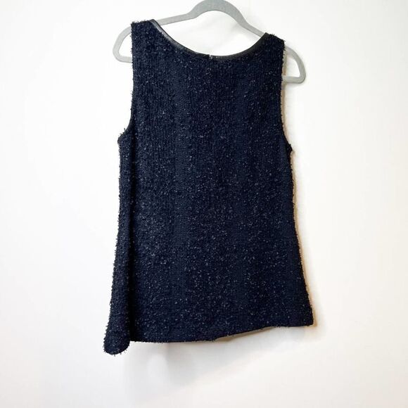 St. John Womens Black Knit Textured Sleeveless Back Zip Blouse Top Size Medium - Picture 2 of 8